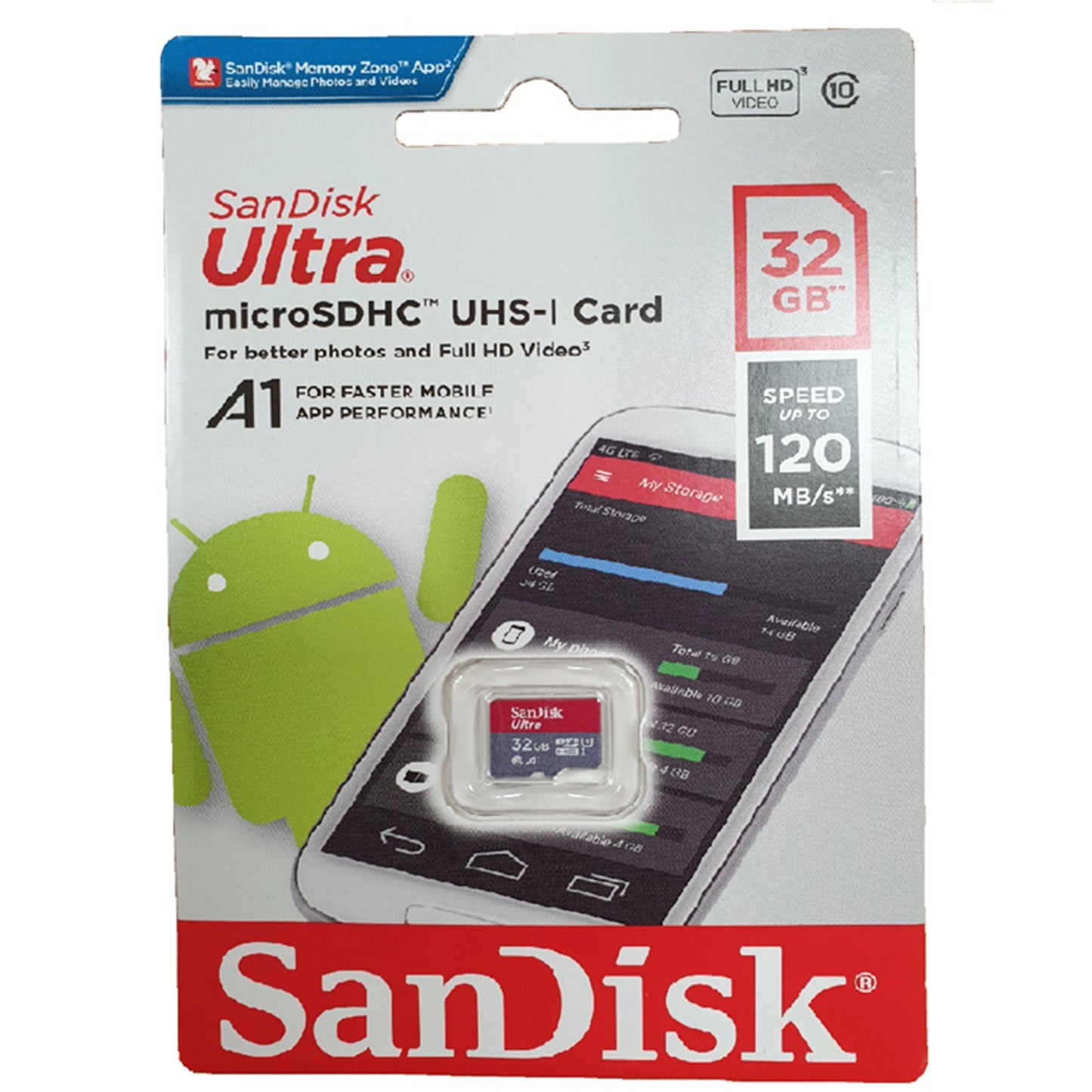 SanDisk 32GB Micro SDHC UHS-1 Card with Adapter